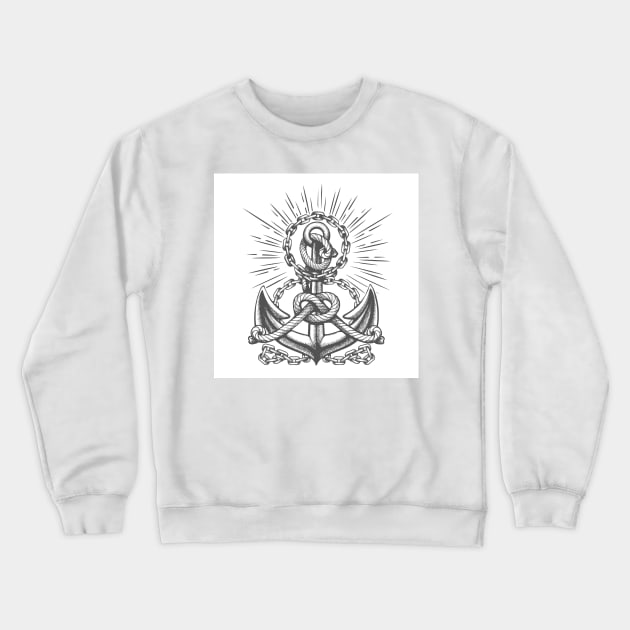 Vintage Anchor in Ropes  and Chains Crewneck Sweatshirt by devaleta
